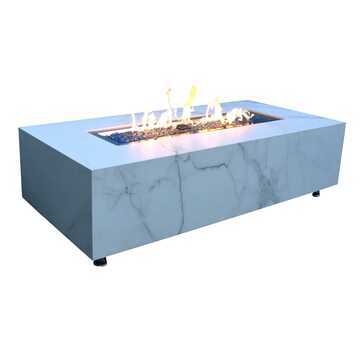 Carrara Porcelain Fire Table - Rectangle (white)