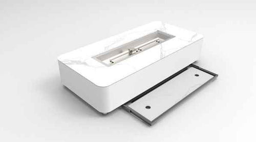 Elementi Plus - Athens Porcelain Top Fire Table - White Rectangle - Natural Gas