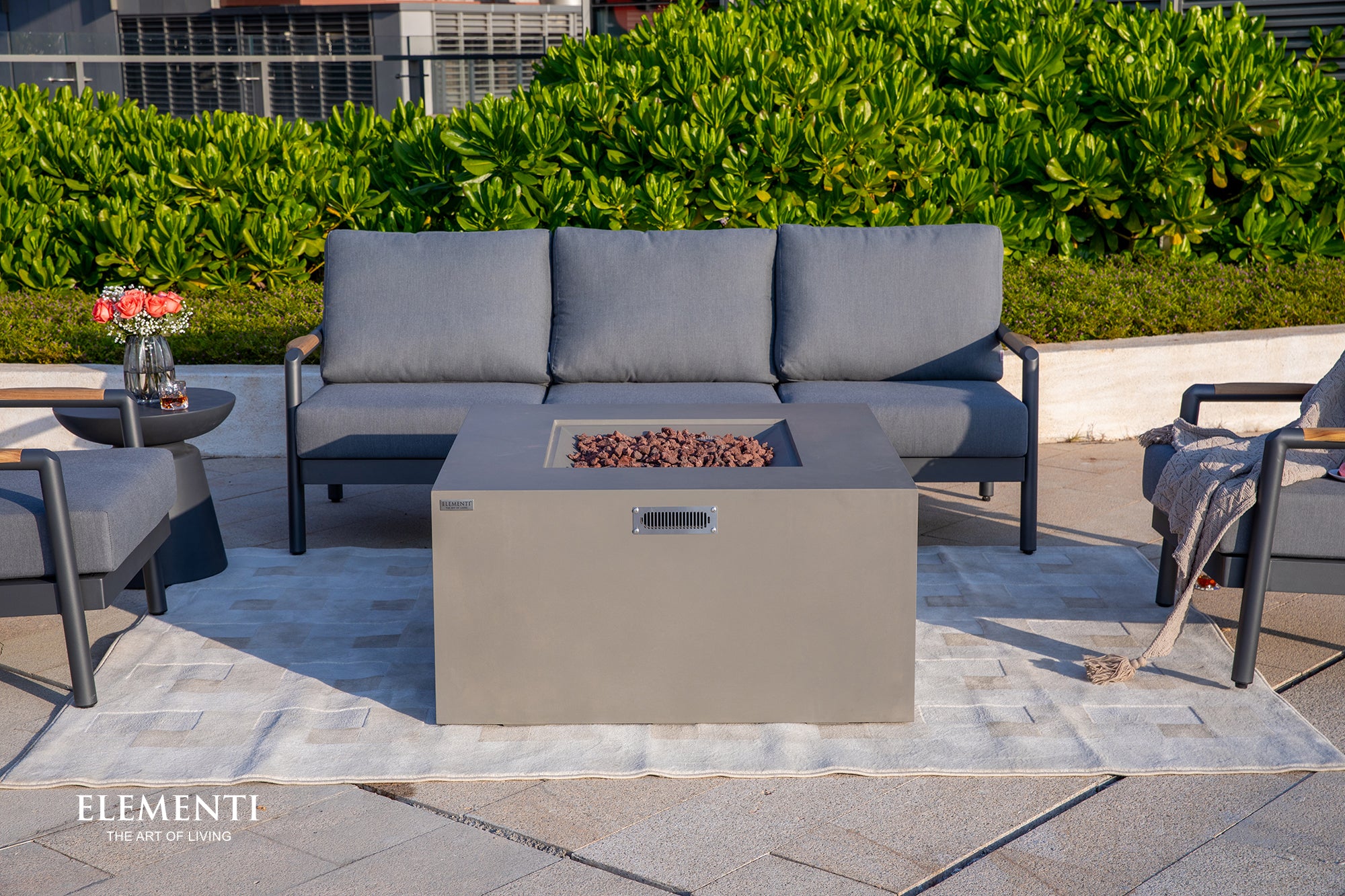 Elementi - Rocky Fire Table - Light Gray - Liquid Propane