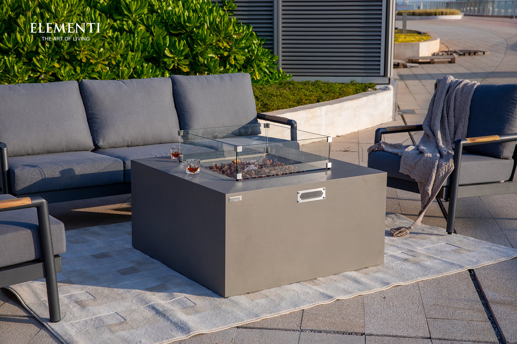 Elementi - Rocky Fire Table - Light Gray - Liquid Propane
