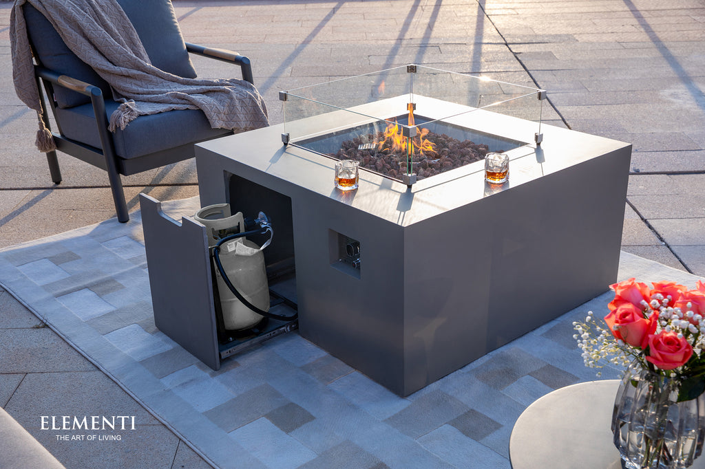 Elementi - Rocky Fire Table - Light Gray - Liquid Propane