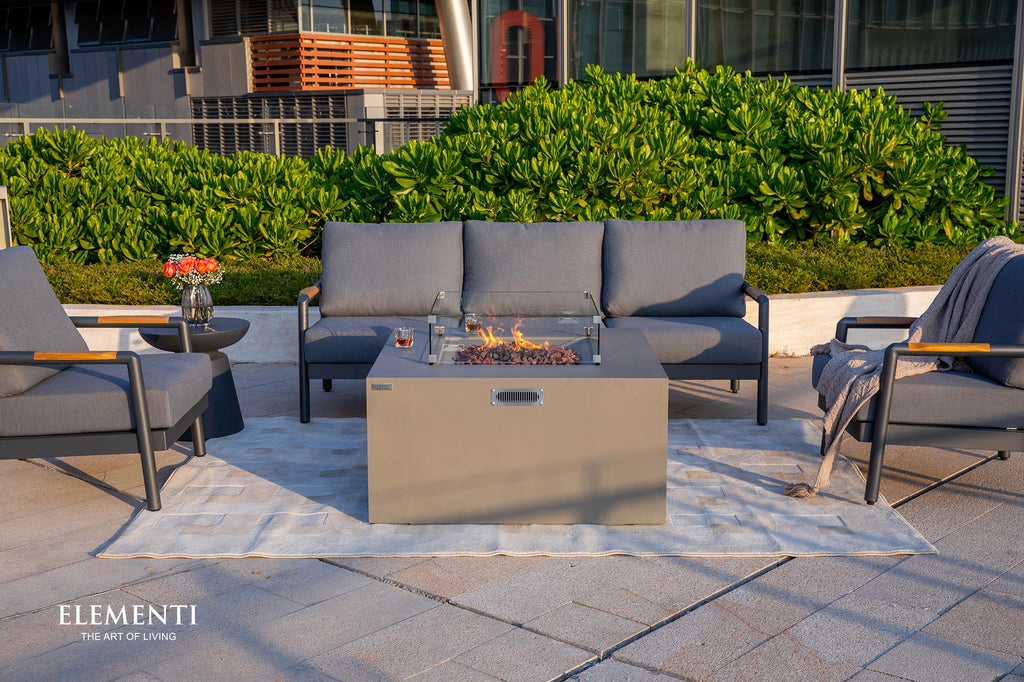 Elementi - Rocky Fire Table - Light Gray - Liquid Propane