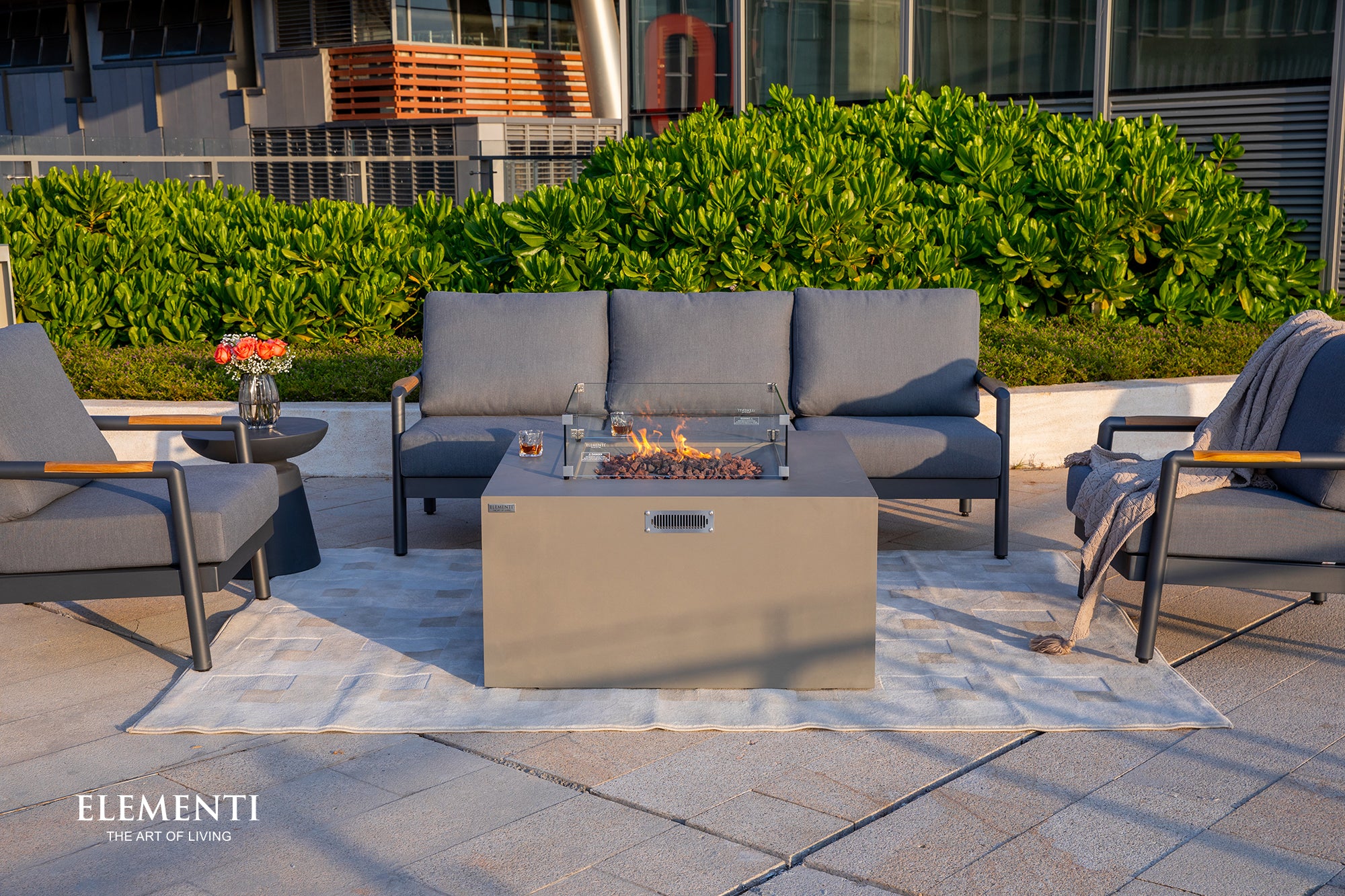 Elementi - Rocky Fire Table - Light Gray - Liquid Propane