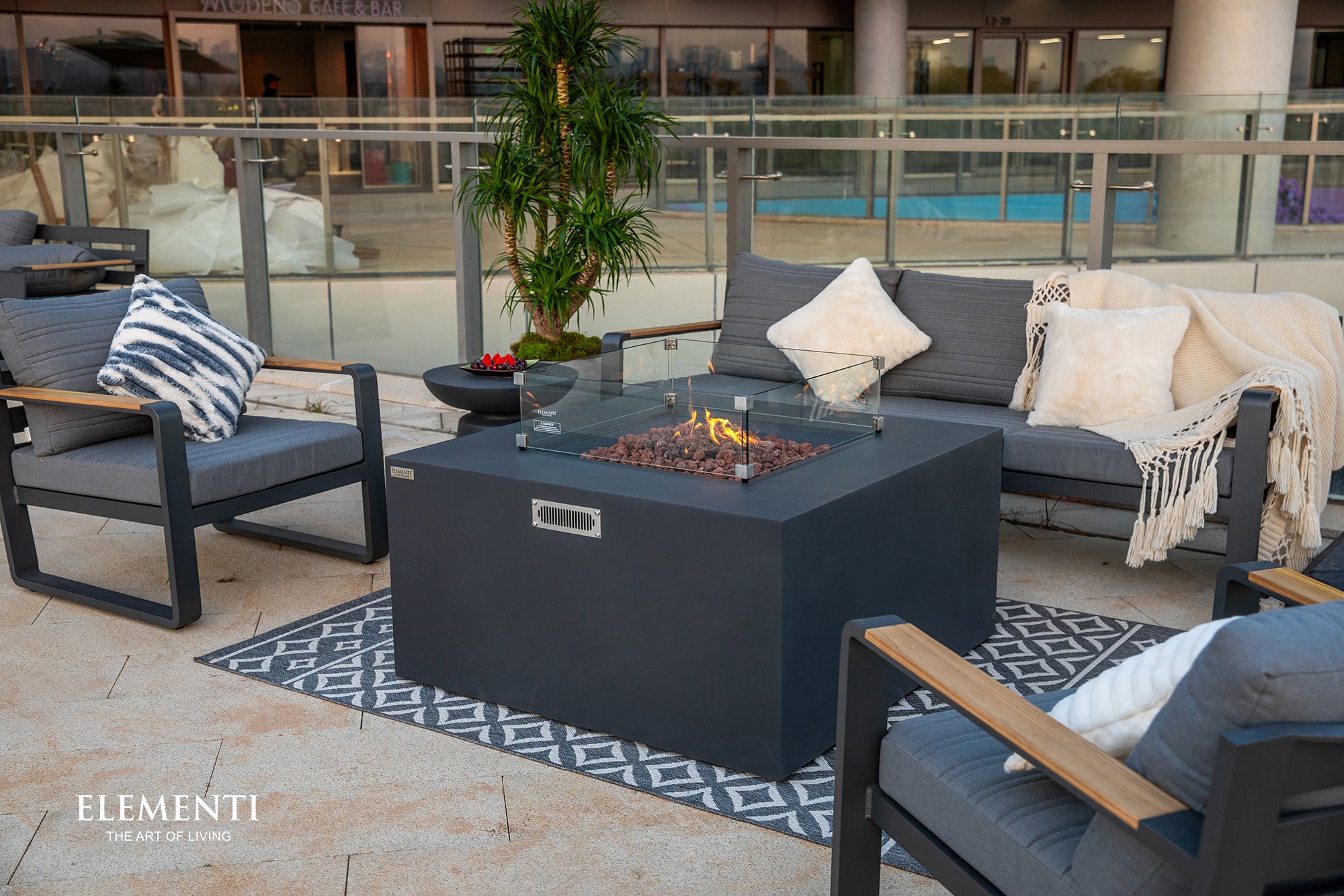 Elementi - Rocky Fire Table - Dark Gray - Liquid Propane