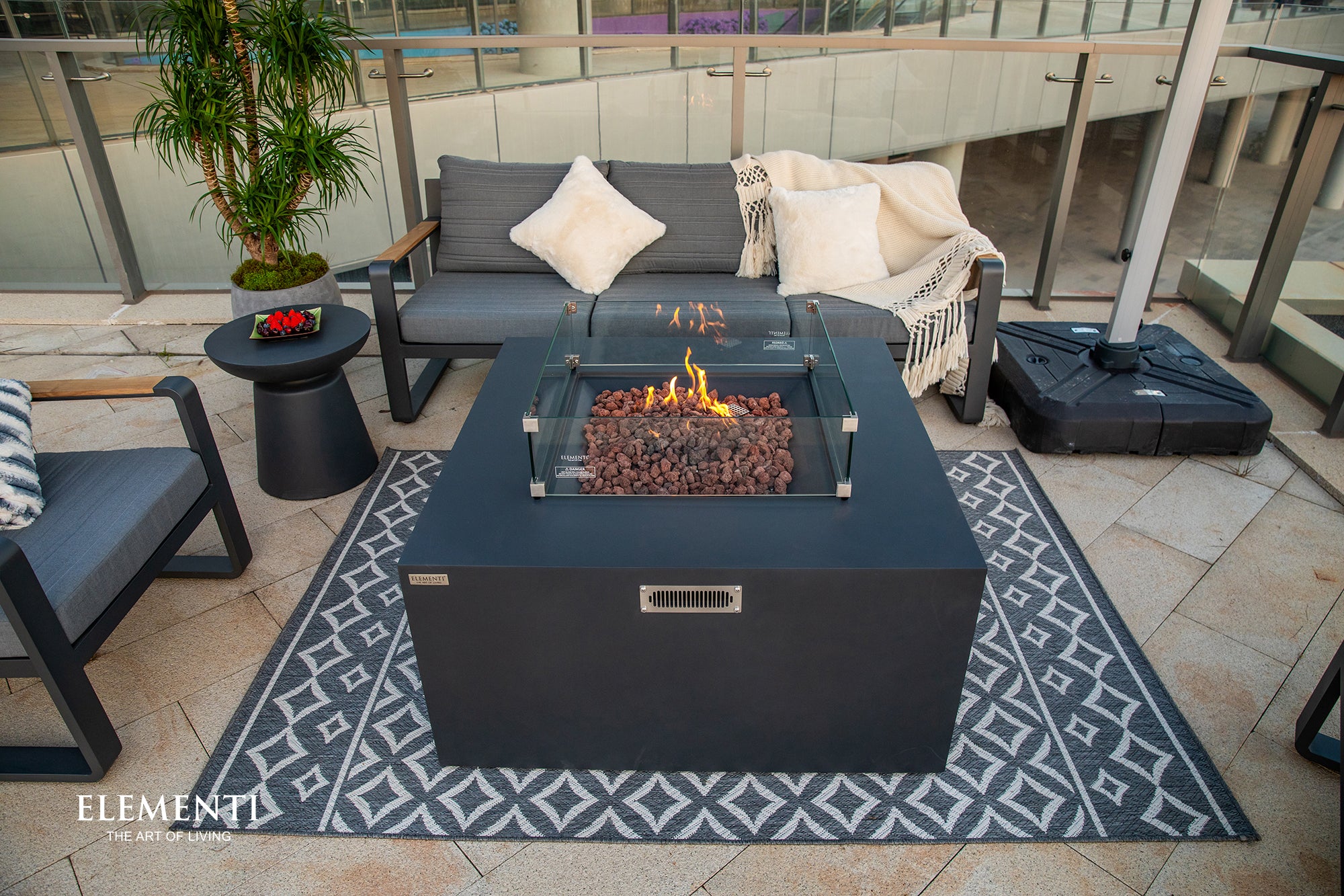Elementi - Rocky Fire Table - Dark Gray - Liquid Propane