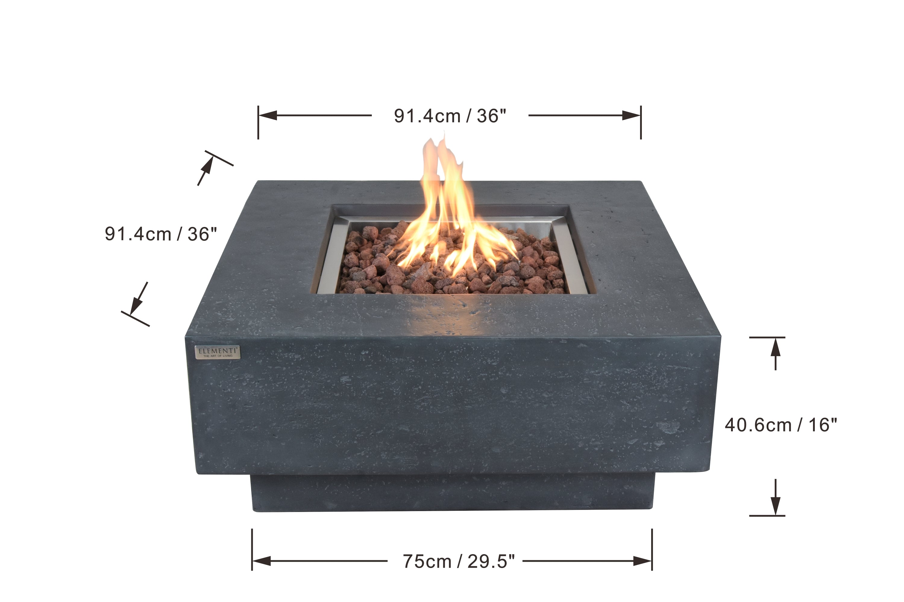 Elementi - Manhattan Fire Table - Dark Gray - Liquid Propane
