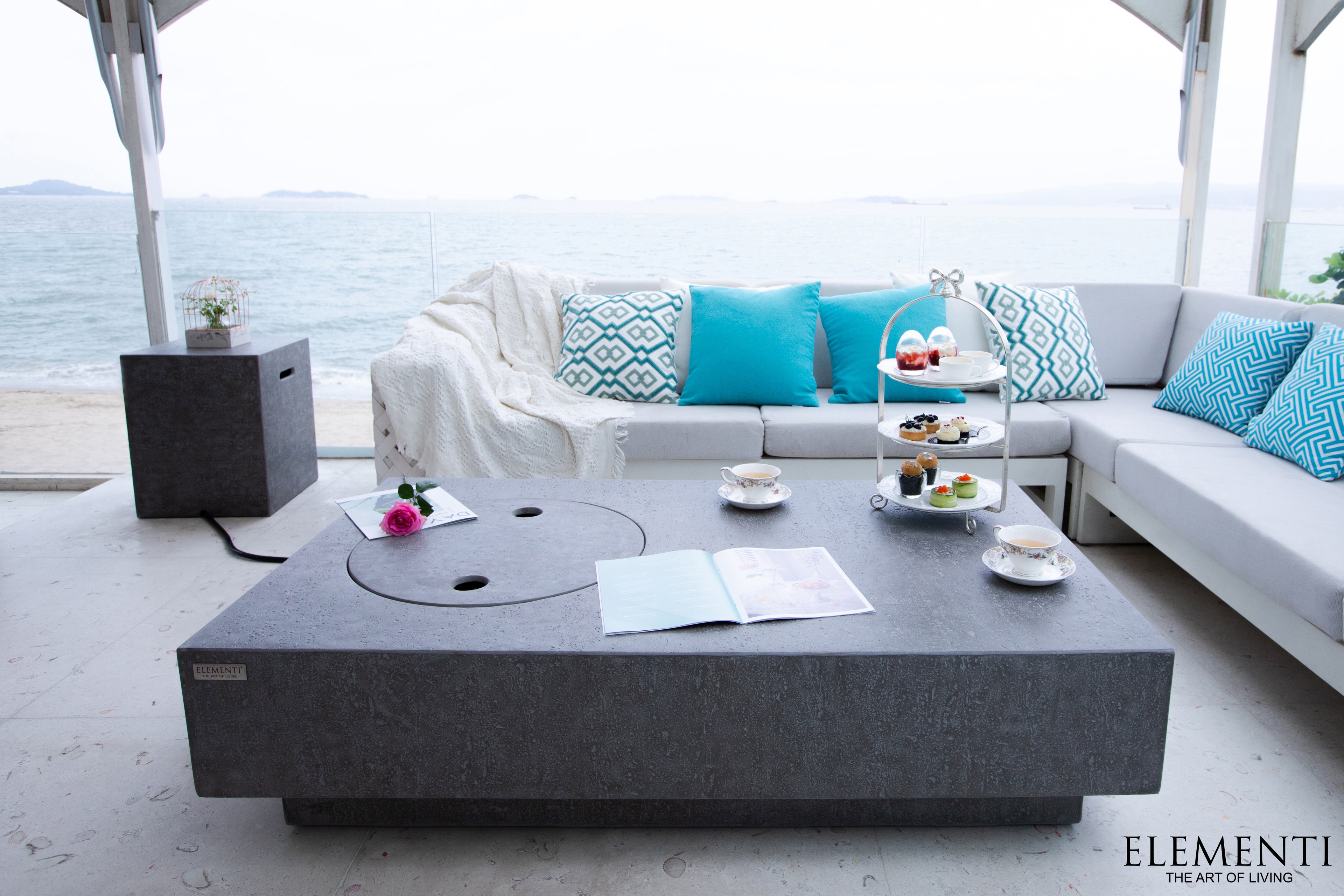 Elementi - Table à feu Metropolis - Gris clair - Gaz naturel 