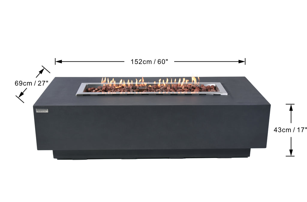 Elementi - Granville Fire Table - Dark Gray - Liquid Propane