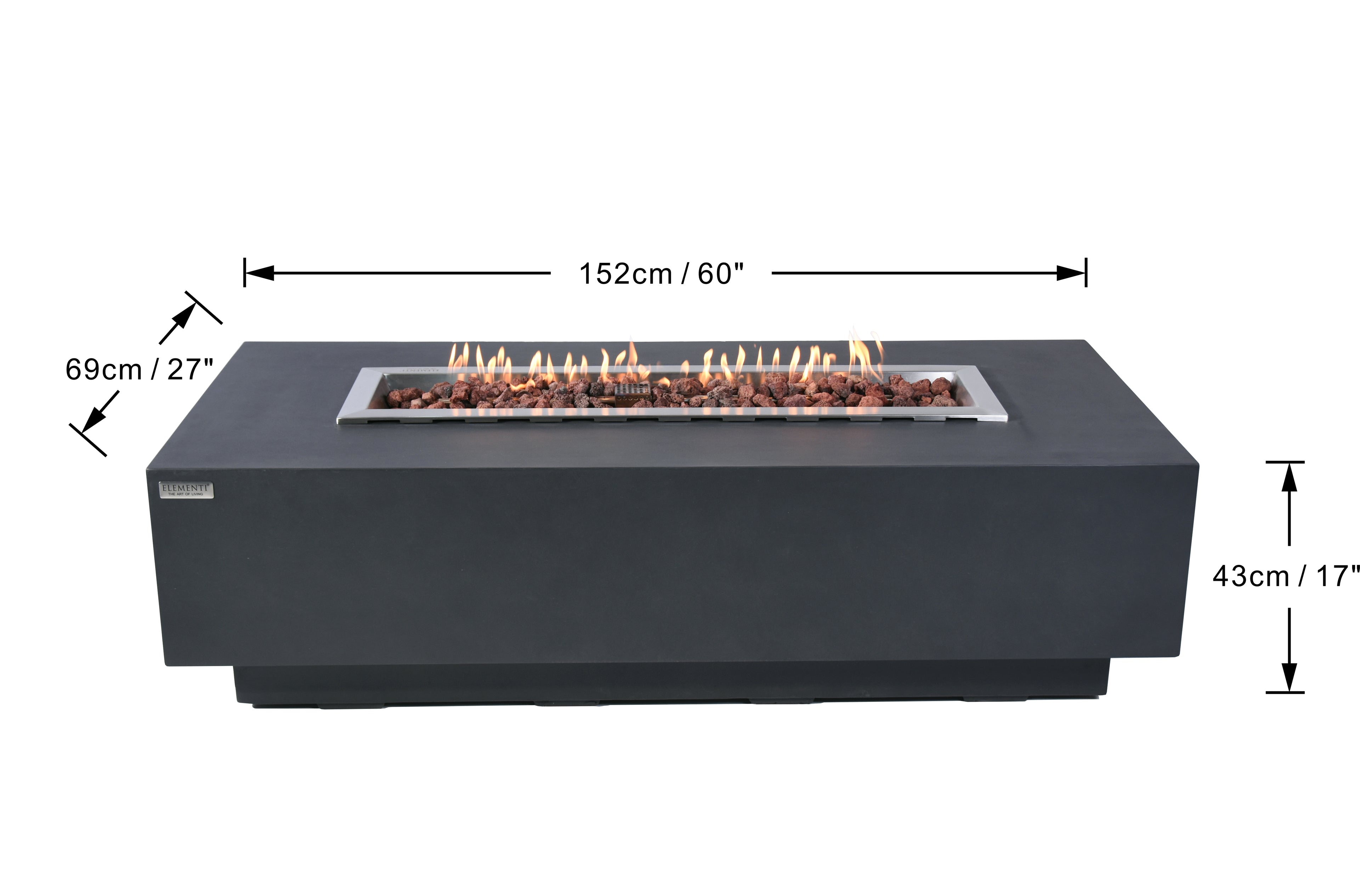 Elementi - Granville Fire Table - Dark Gray - Liquid Propane