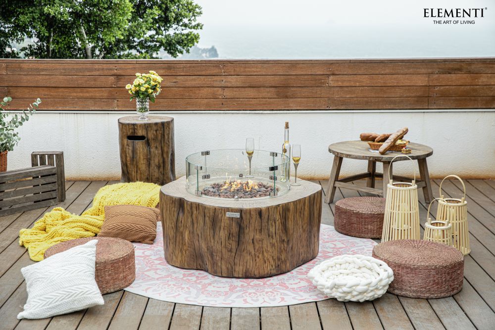 Elementi - Manchester Fire Table - Redwood - Liquid Propane