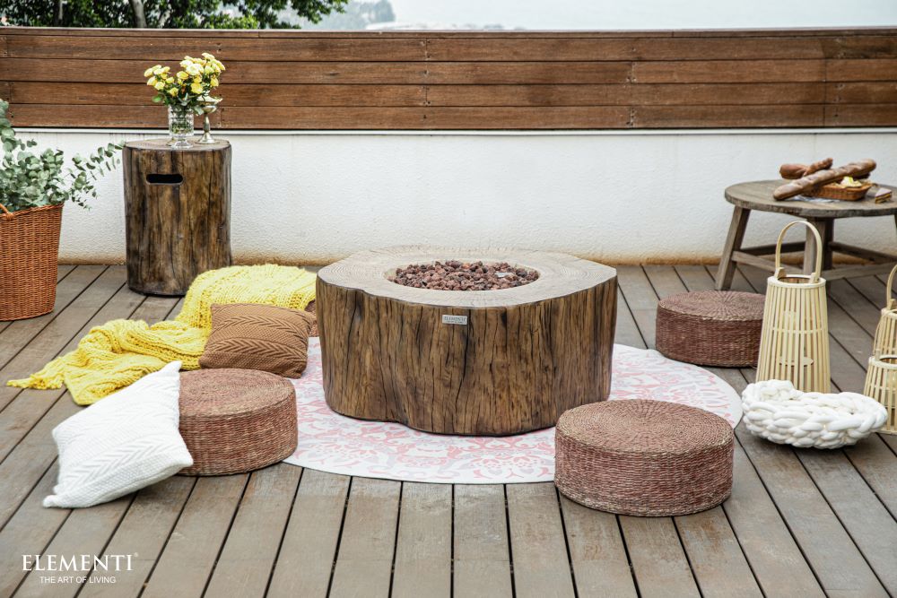 Elementi - Manchester Fire Table - Redwood - Liquid Propane