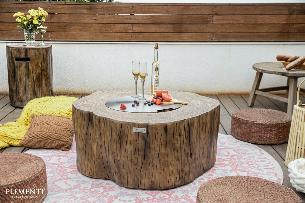 Elementi - Manchester Fire Table - Redwood - Liquid Propane