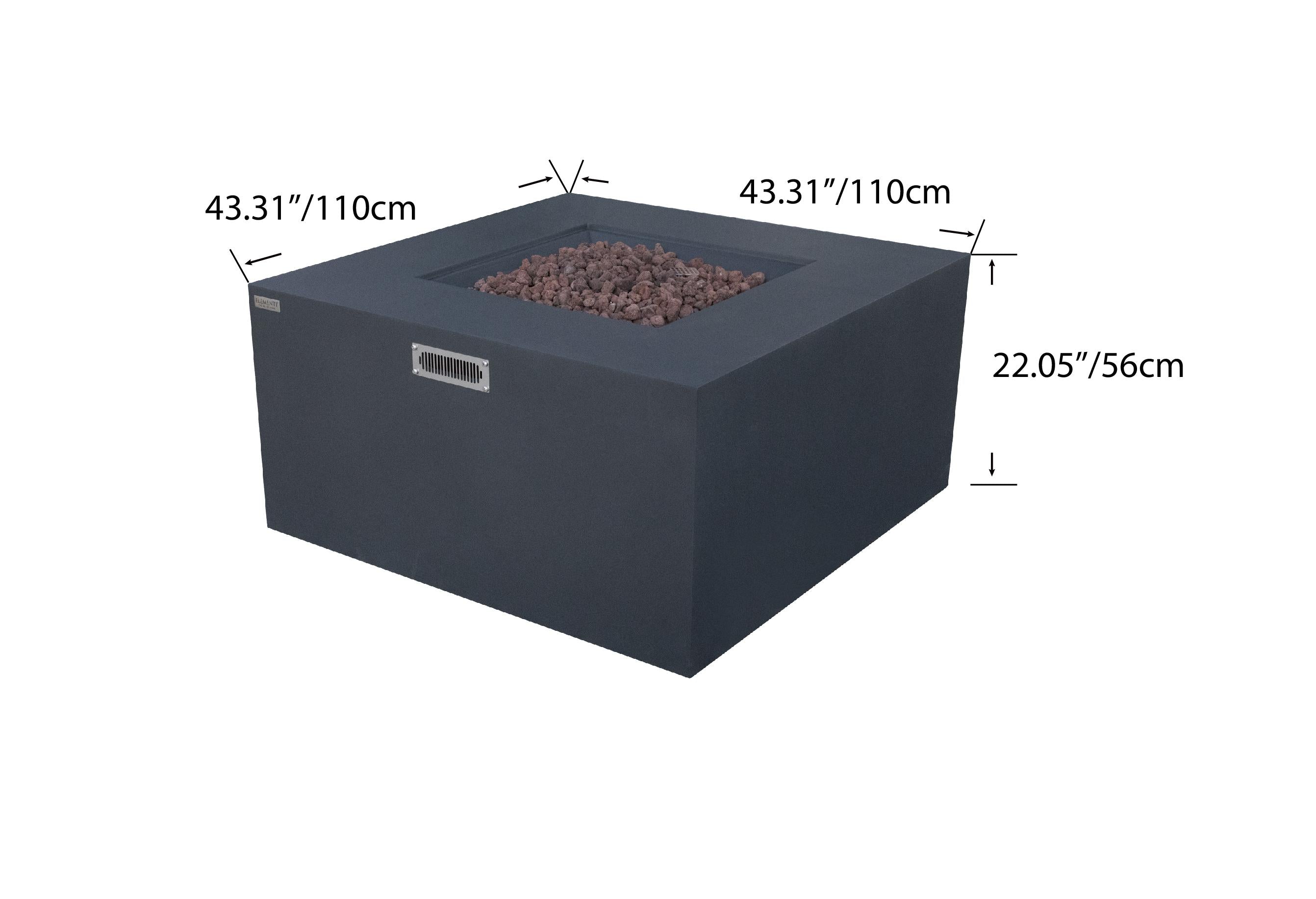 Elementi - Rocky Fire Table - Dark Gray - Liquid Propane