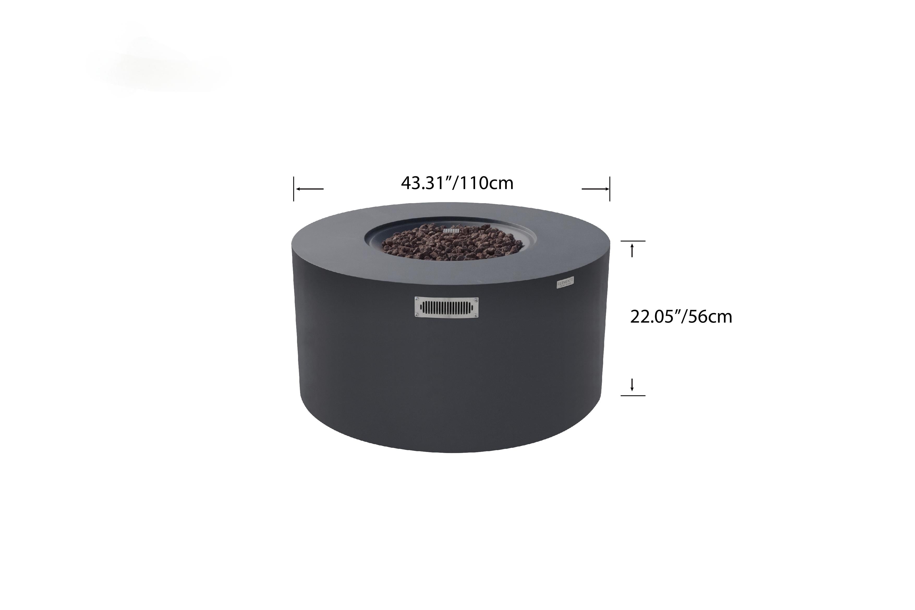 Elementi - Pacaya Fire Table - Dark Gray - Liquid Propane
