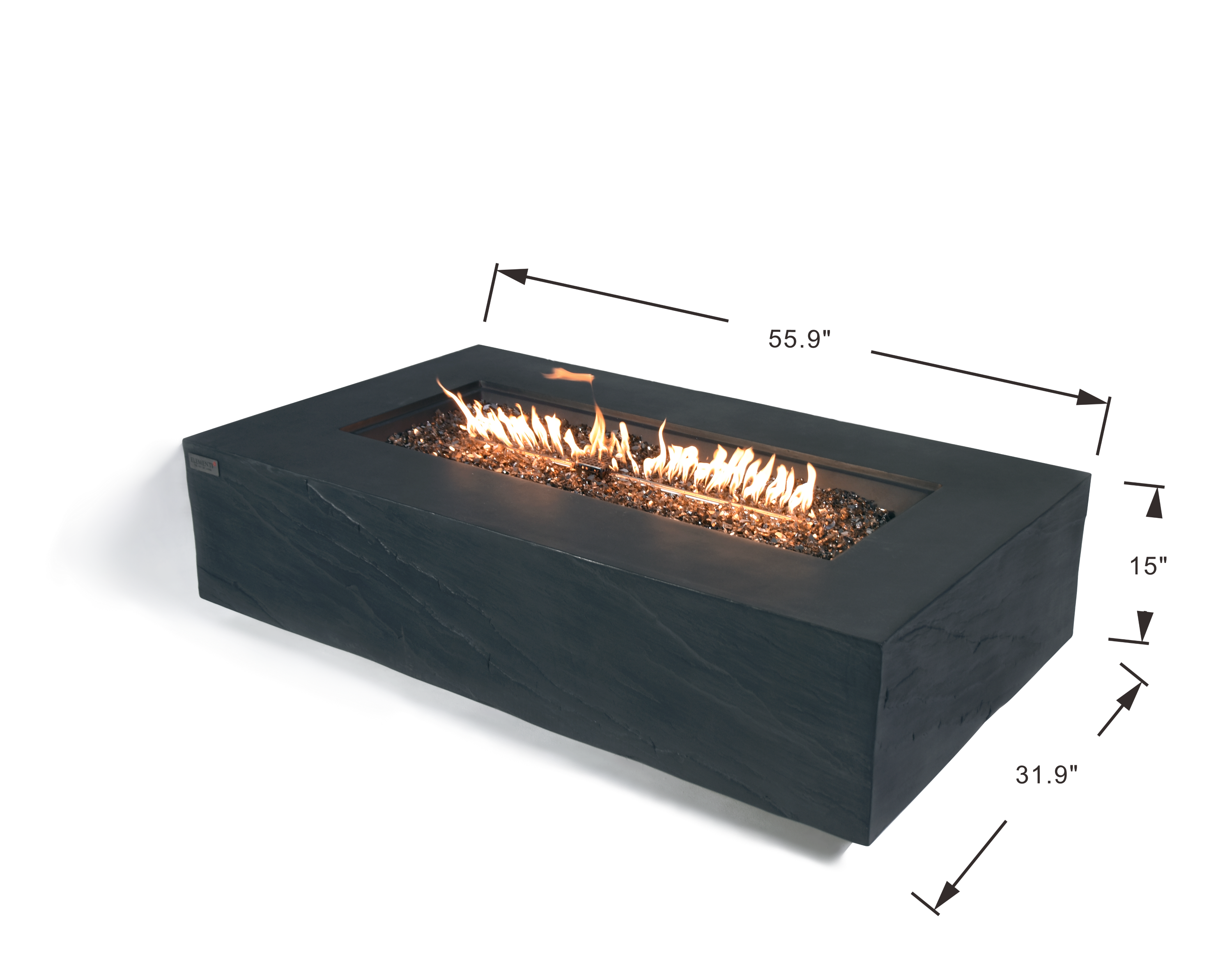 Elementi Plus - Cape Town Fire Table - Slate Black Rectangle - Natural Gas