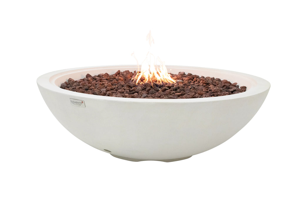 Elementi Plus - Rose Bowl Round Fire Pit - Sandstone Texture - Cream White - Natural Gas