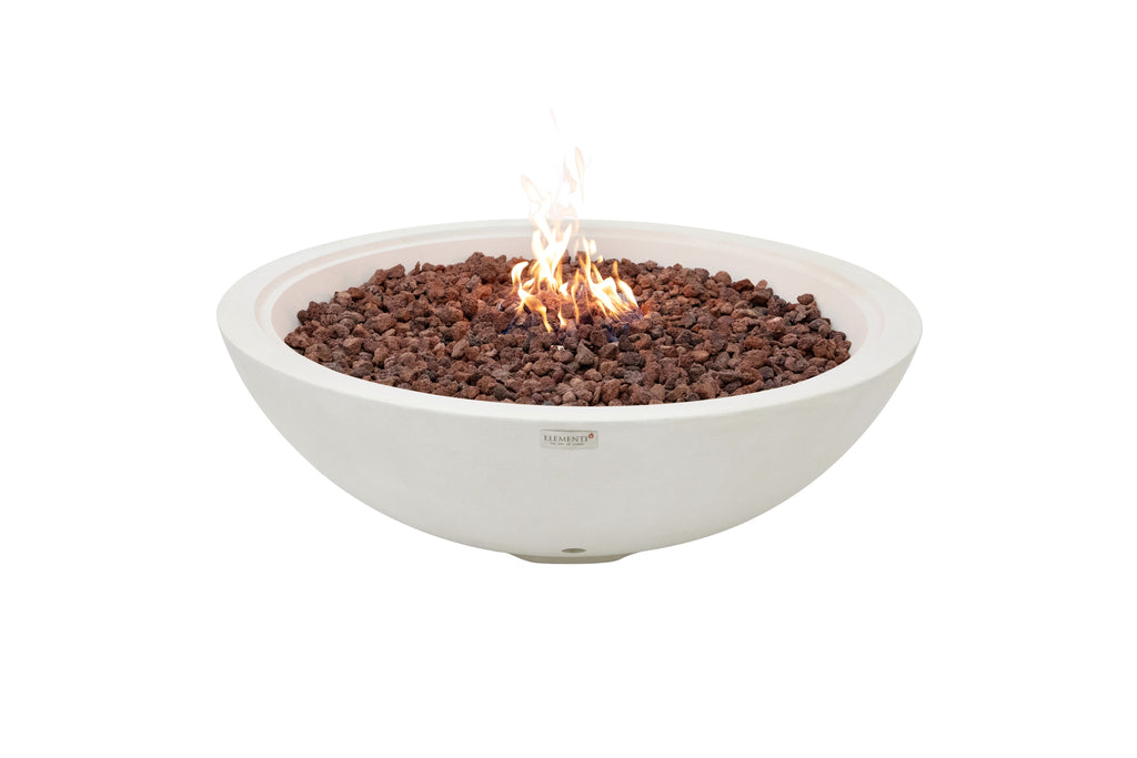 Elementi Plus - Rose Bowl Round Fire Pit - Sandstone Texture - Cream White - Natural Gas