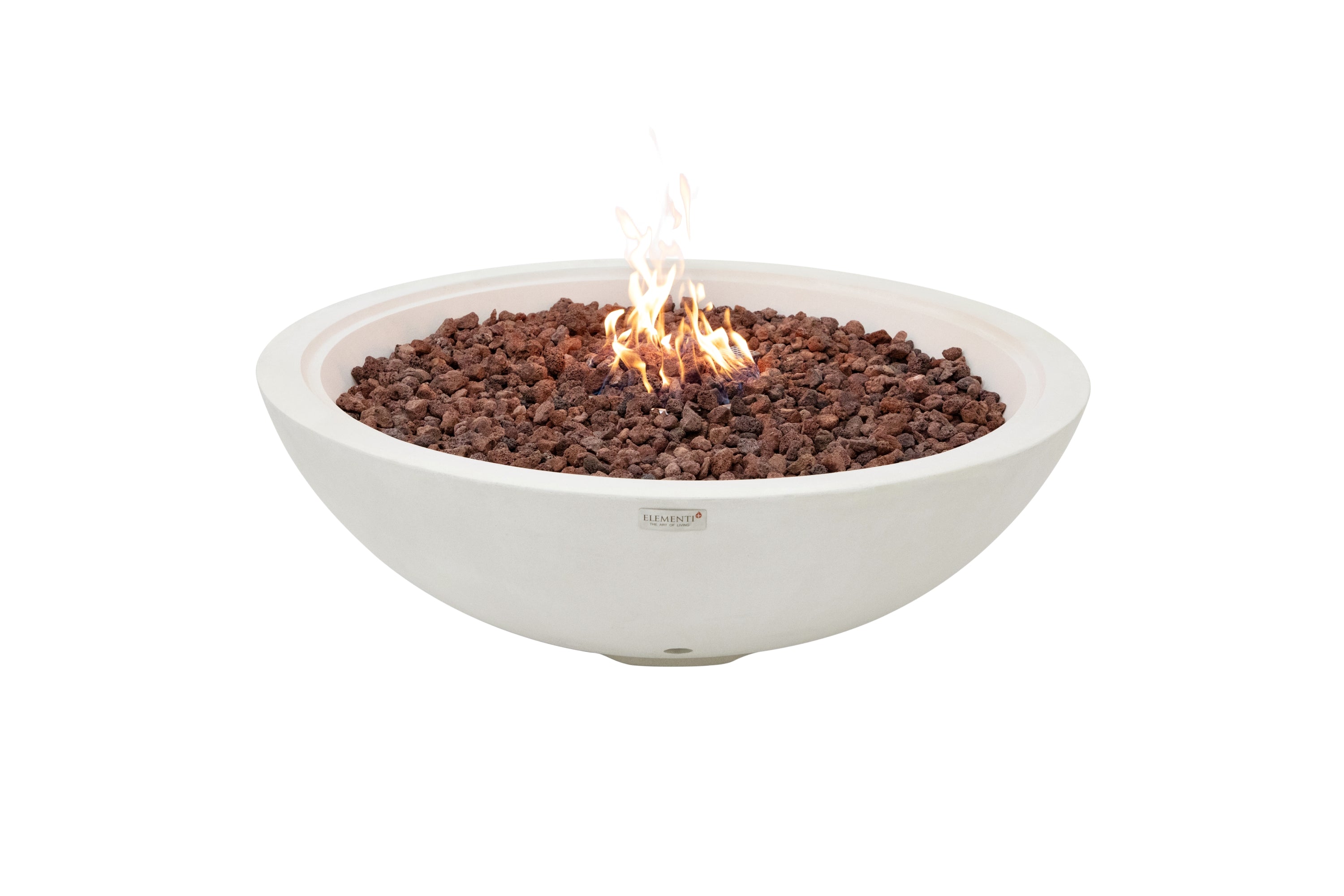 Elementi Plus - Rose Bowl Round Fire Pit - Sandstone Texture - Cream White - Natural Gas
