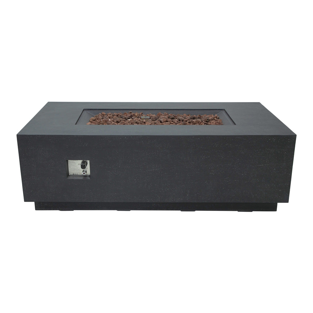 Elementi Andes Fire Table Dark Gray - Studio Profile View Unlit with Access Door Closed