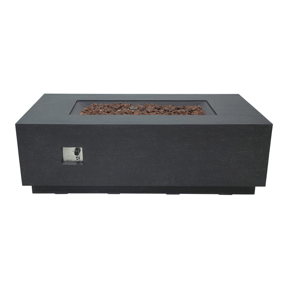 Elementi Andes Fire Table Dark Gray - Studio Profile View Unlit with Access Door Closed