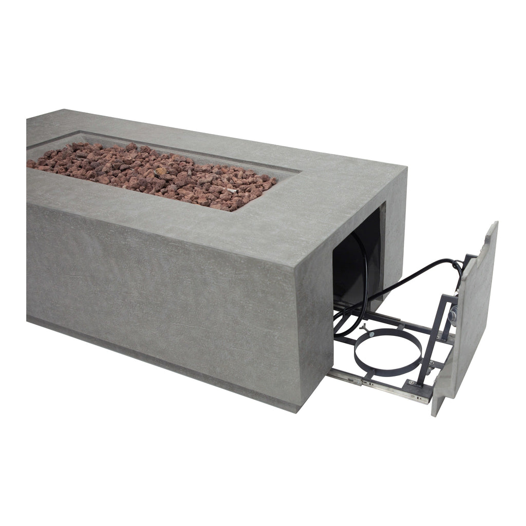 Elementi Andes Fire Table Light Gray - Concealed Slide-Out Internal Propane Tank Drawer Detail