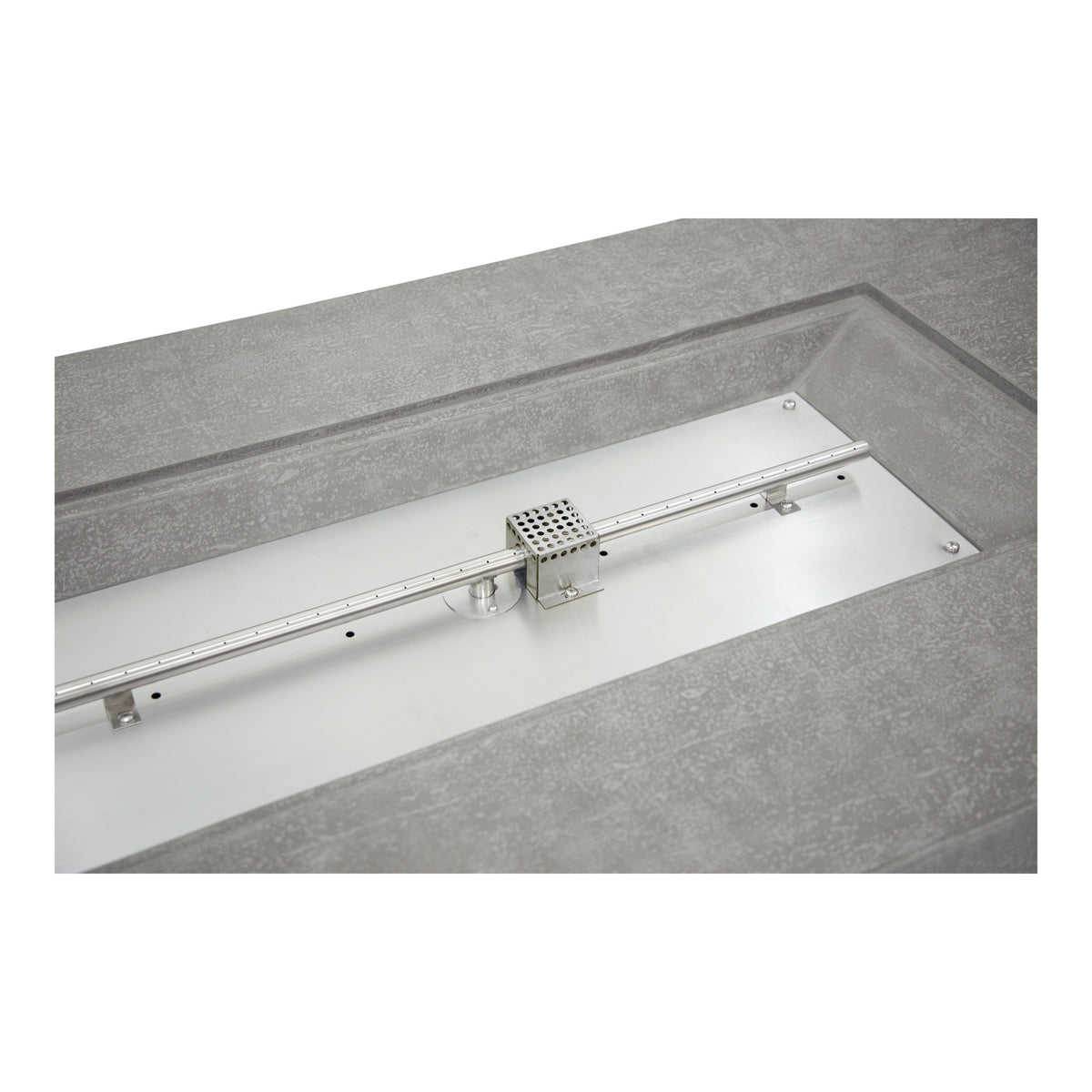 Elementi Andes Fire Table Light Gray - Stainless Steel 304 Linear Burner Tube and Pan Assembly