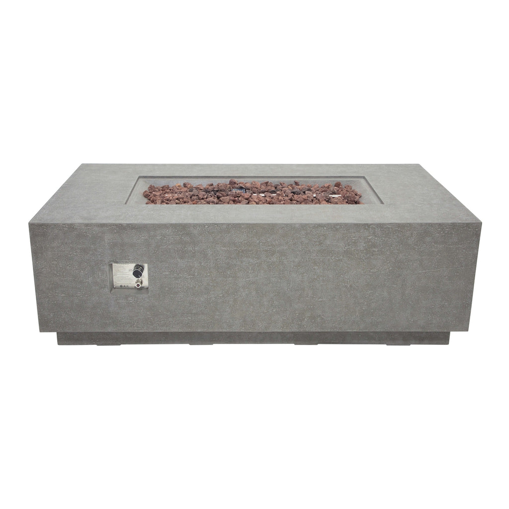 Elementi Andes Fire Table Light Gray - Studio Profile View Unlit with Access Door Closed