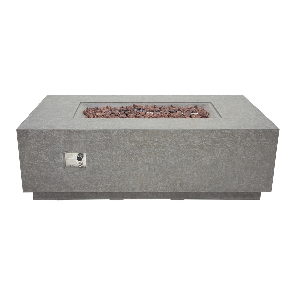 Elementi Andes Fire Table Light Gray - Studio Profile View Unlit with Access Door Closed