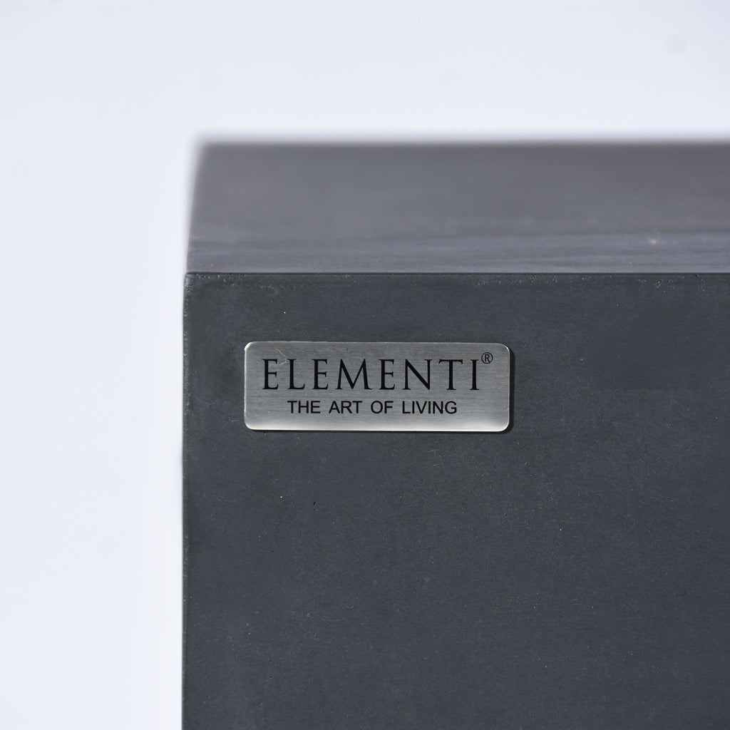 Elementi Granville Fire Table Dark Gray - Premium Cast Metal Elementi Brand Emblem Close-Up