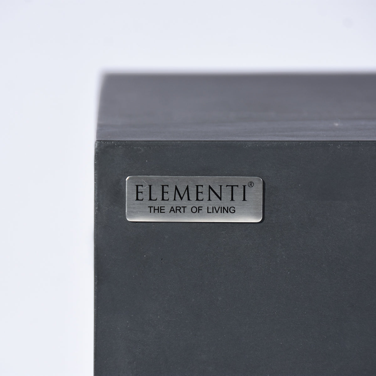 Elementi Granville Fire Table Dark Gray - Premium Cast Metal Elementi Brand Emblem Close-Up