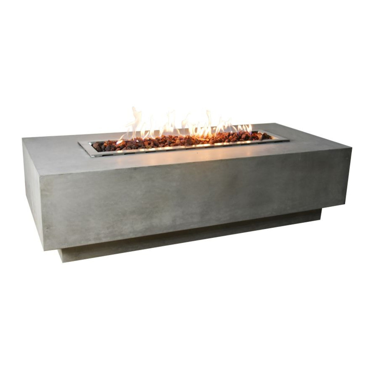 Elementi Granville Rectangular Concrete Fire Table Light Gray - Active Flame Studio Hero View