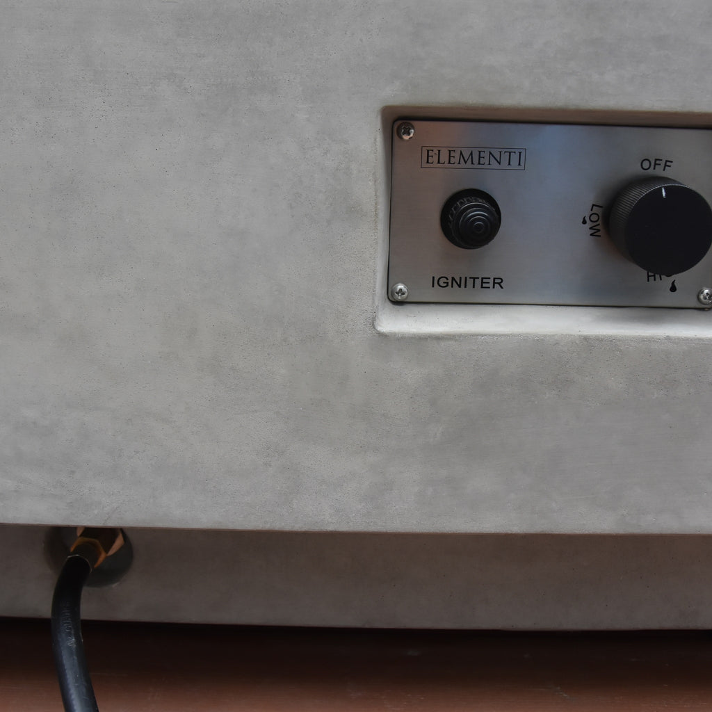 Elementi Granville Fire Table Light Gray - Push Button Spark Ignition and Flame Height Adjustment Dial
