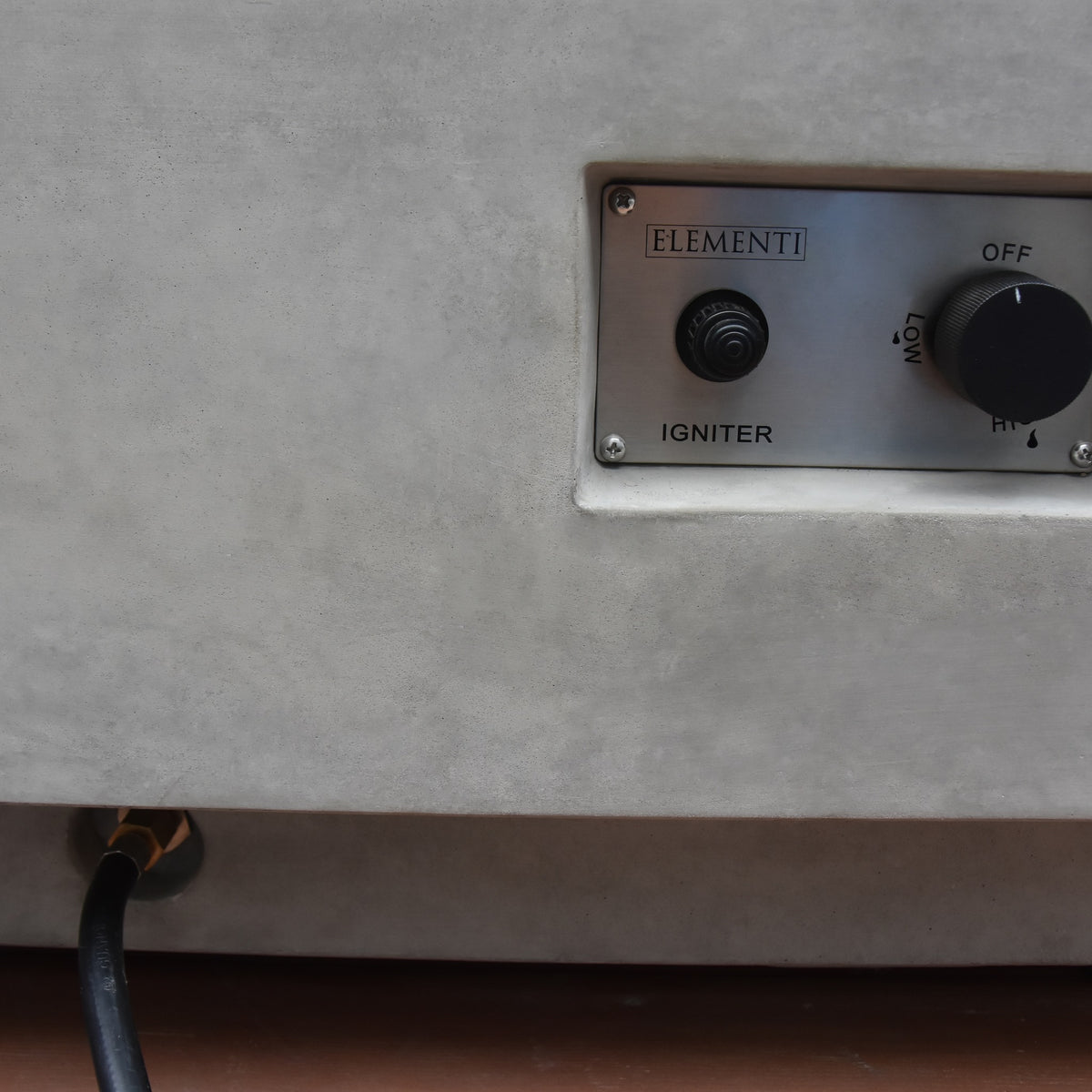 Elementi Granville Fire Table Light Gray - Push Button Spark Ignition and Flame Height Adjustment Dial