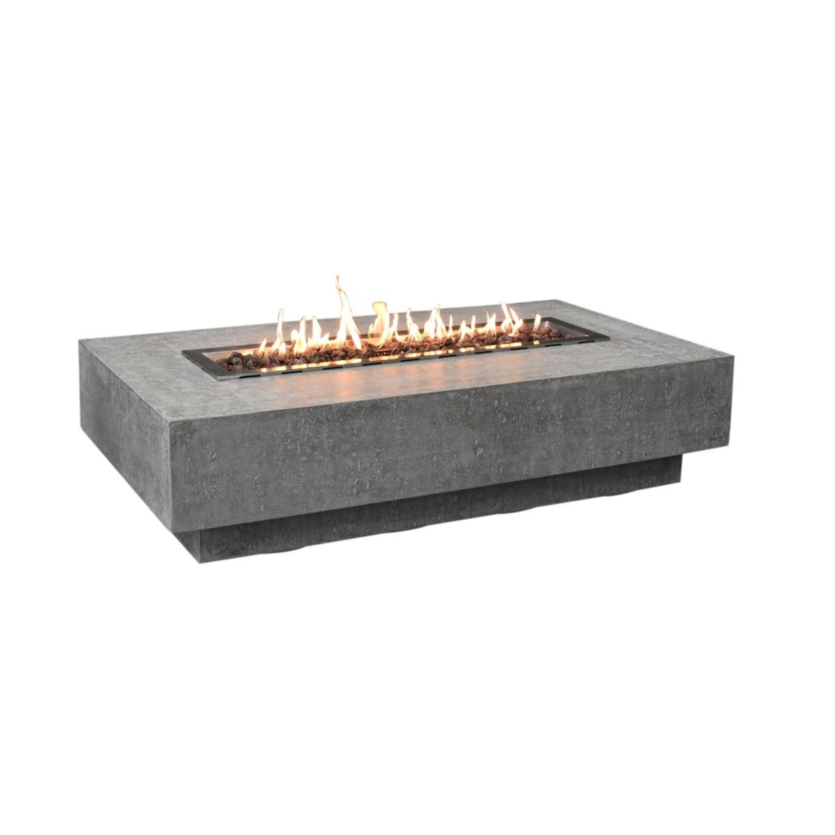 Elementi Hampton Rectangular Cast Concrete Fire Table - Active Flame Studio Hero View