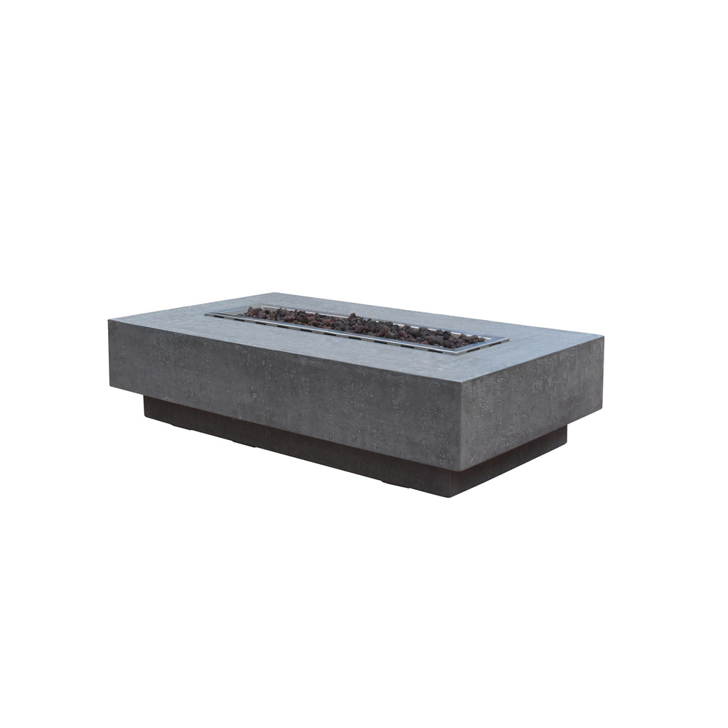 Elementi Hampton Fire Table - Studio Profile View Unlit with Natural Lava Rock Bed