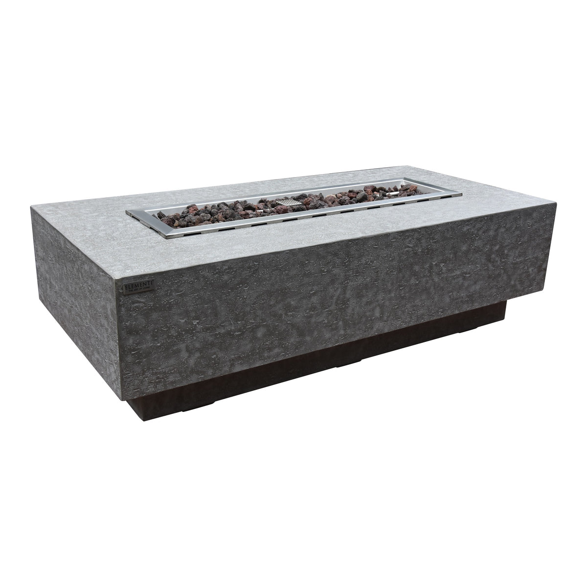 Elementi Kingsale Fire Table - 3/4 Angular Studio View Unlit with Natural Lava Rock Bed