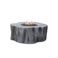 Elementi Manchester Round Faux Wood Tree Trunk Fire Table - Classic Gray - Active Flame Studio Hero View