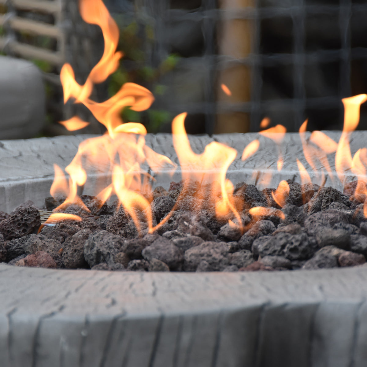 Elementi Manchester Fire Table - Classic Gray - High Heat Stainless Steel Burner and Lava Rock Flame Macro