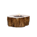 Elementi Manchester Round Faux Wood Tree Trunk Fire Table - Redwood Finish - Active Flame Studio Hero View