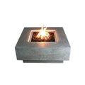 Elementi Manhattan Square Concrete Fire Table - Light Gray - Active Flame Studio Hero View