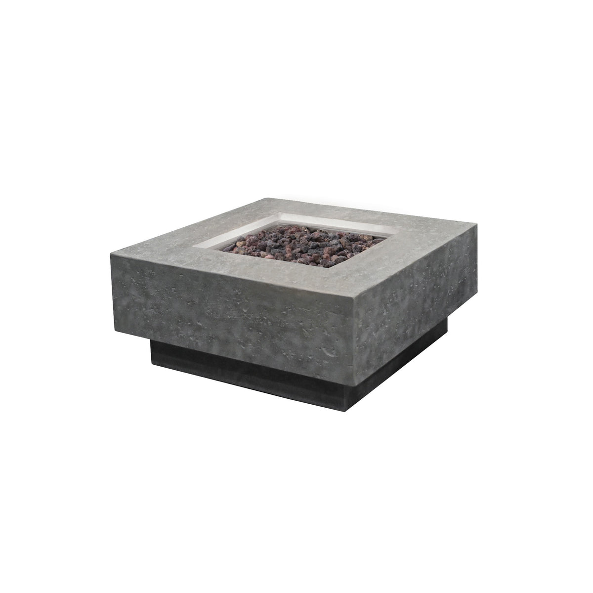 Elementi Manhattan Square Concrete Fire Table - Light Gray - Studio Profile Angle