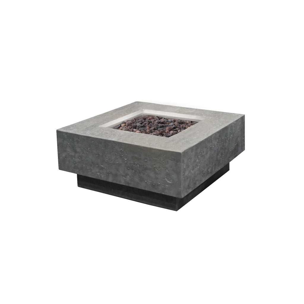 Elementi Manhattan Square Concrete Fire Table - Light Gray - Studio Profile Angle