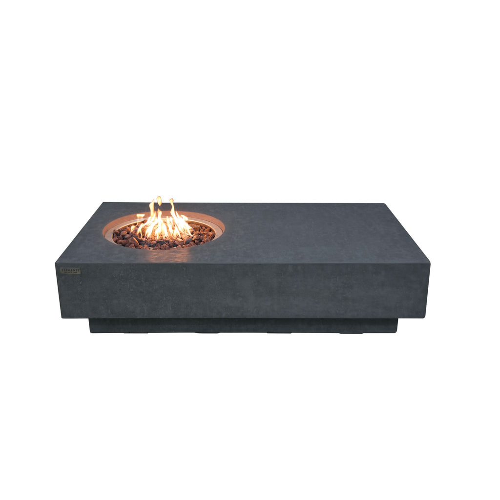 Elementi Metropolis Rectangular Concrete Fire Table - Dark Gray - Active Flame Studio Hero View
