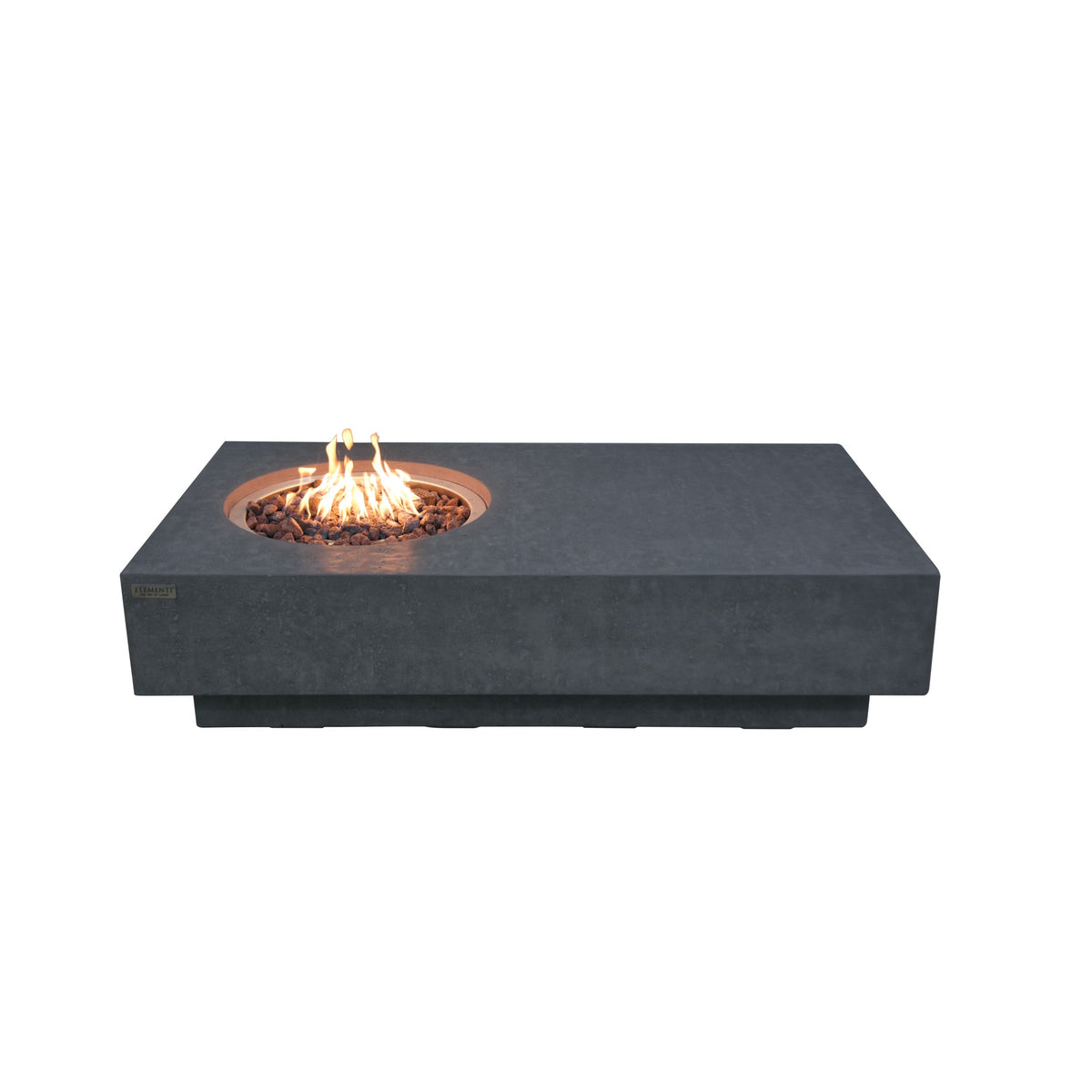 Elementi Metropolis Rectangular Concrete Fire Table - Dark Gray - Active Flame Studio Hero View