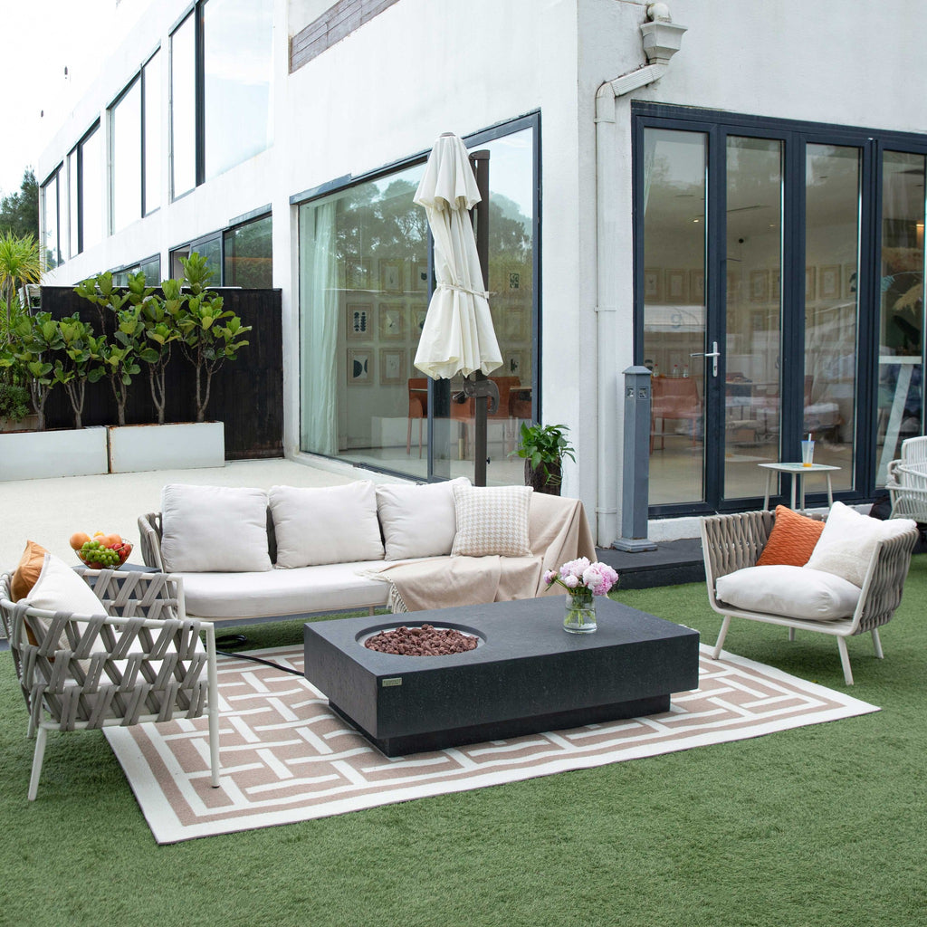Elementi Metropolis Fire Table - Dark Gray - Luxury Poolside Patio Terrace Living
