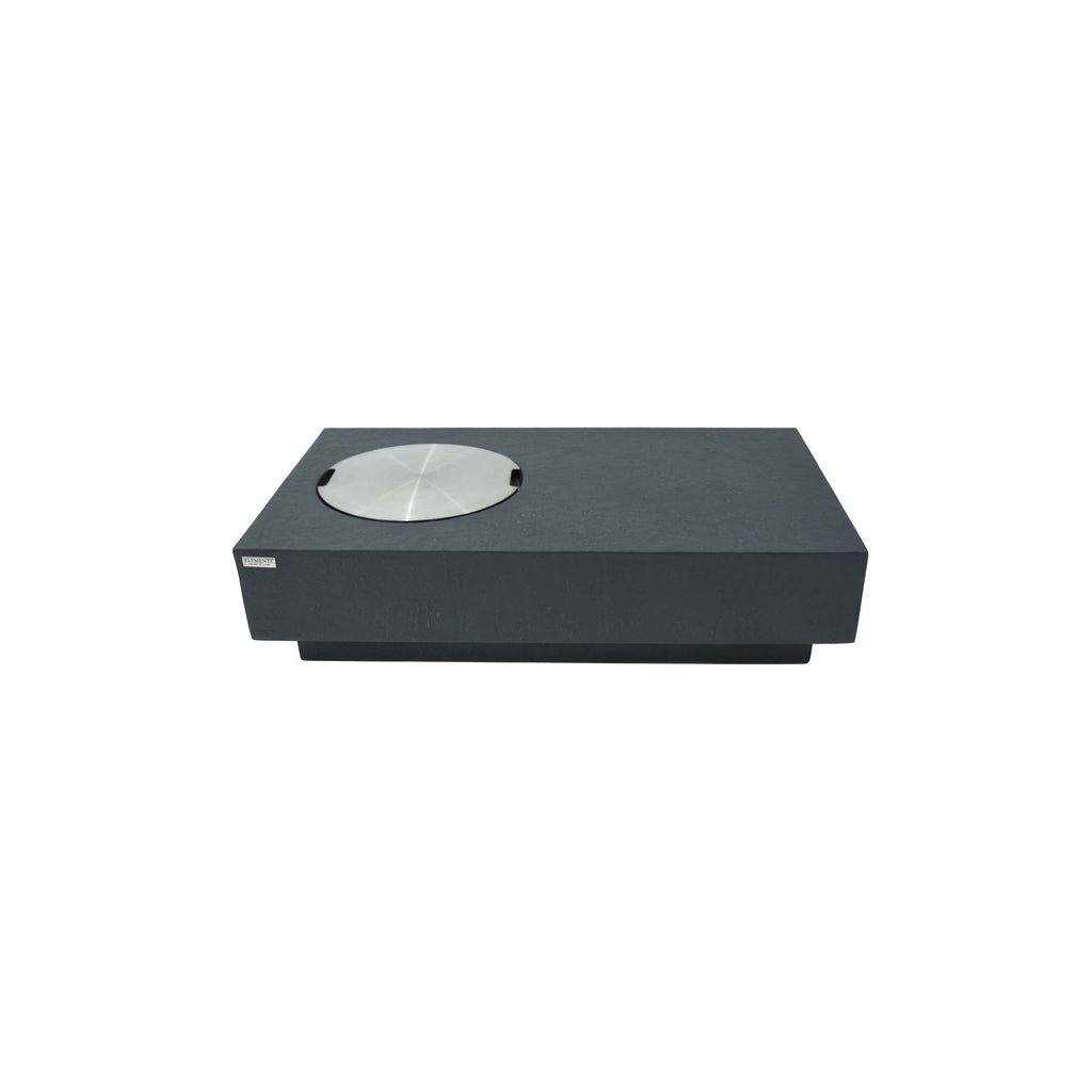 Elementi Metropolis Fire Table - Dark Gray - Flush Fit Stainless Steel Burner Cover Lid