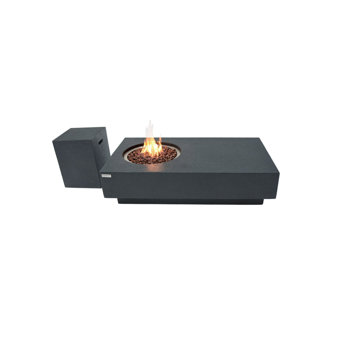 Elementi Metropolis Fire Table - Dark Gray - Table with Matching Concrete Propane Tank Cover Enclosure