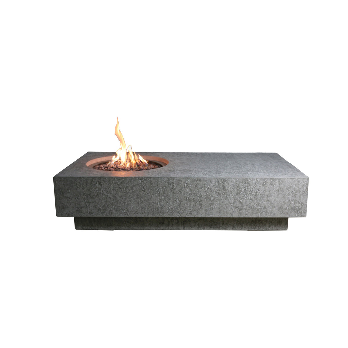 Elementi Metropolis Rectangular Concrete Fire Table - Light Gray - Active Flame Studio Hero View
