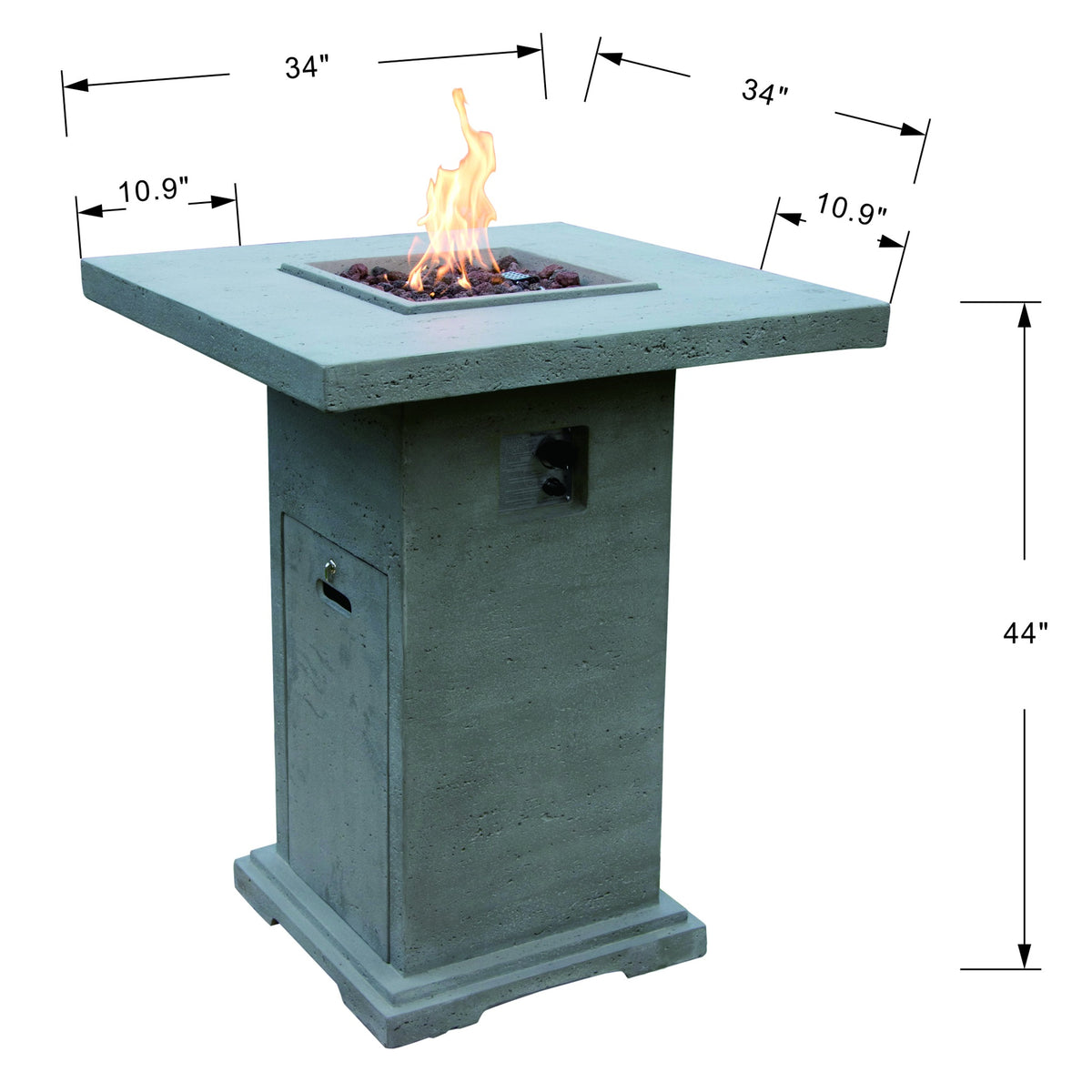Elementi Montreal Bar Table - Dimensions & Specifications Technical Diagram - Elementi Fires