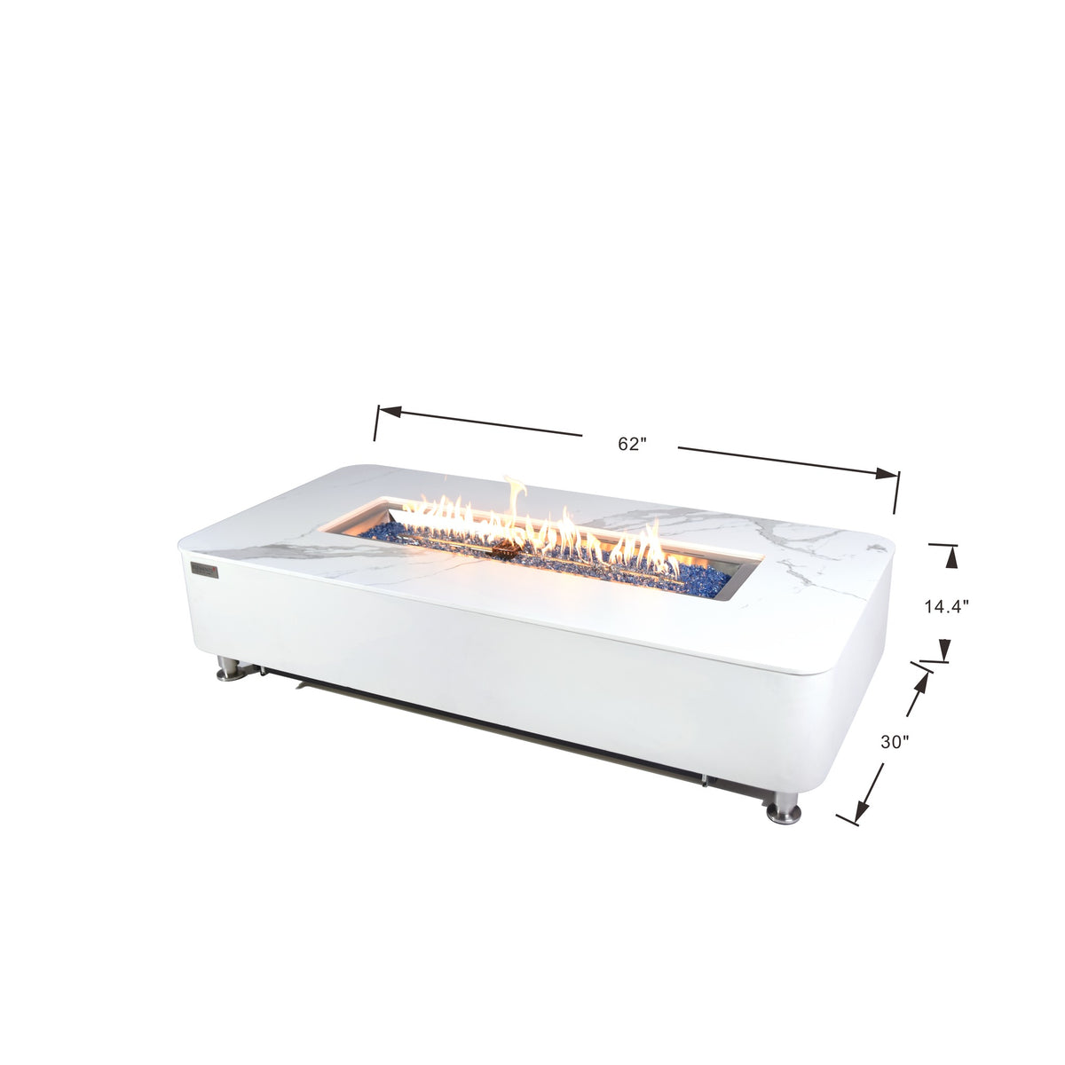 Elementi Plus Athens Fire Table - Dimensions 62x30x14.4 Inch Specifications